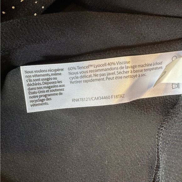 Eileen Fisher Black Morse Code Tencel Short Sleeve Flowy Boxy Blouse Size 10 - Picture 9 of 10